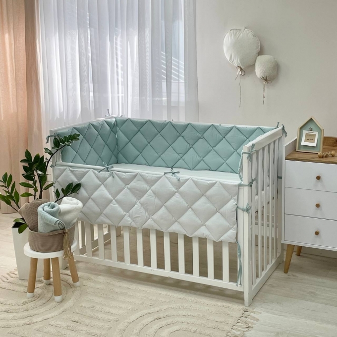 Protectie laterata patut bebe din 4 piese menta (7)